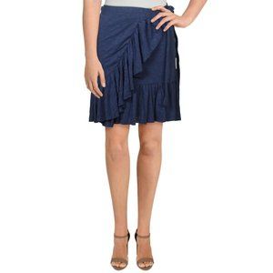 Goldie Womens Size Medium M Blue Side Tie Wrap Skirt Ruffled